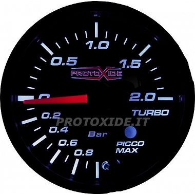 Μανόμετρο Turbo με μνήμη και συναγερμό 60mm -1 έως 2 bar Μετρητές πίεσης Turbo, βενζίνης, λαδιού