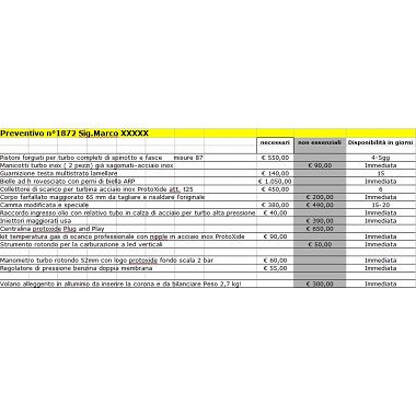 Preventivo Protoxide per elaborazione motore