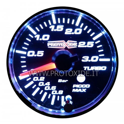 Turbo manometer z vrhom tlaka in pomnilnikom alarma 52 mm -1 do +3 bar Tlačni merilniki turbo, bencin, olje