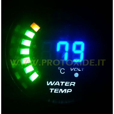 En Water temperatuur meter en voltmeter DigiLed 52mm Temperatuurmeters