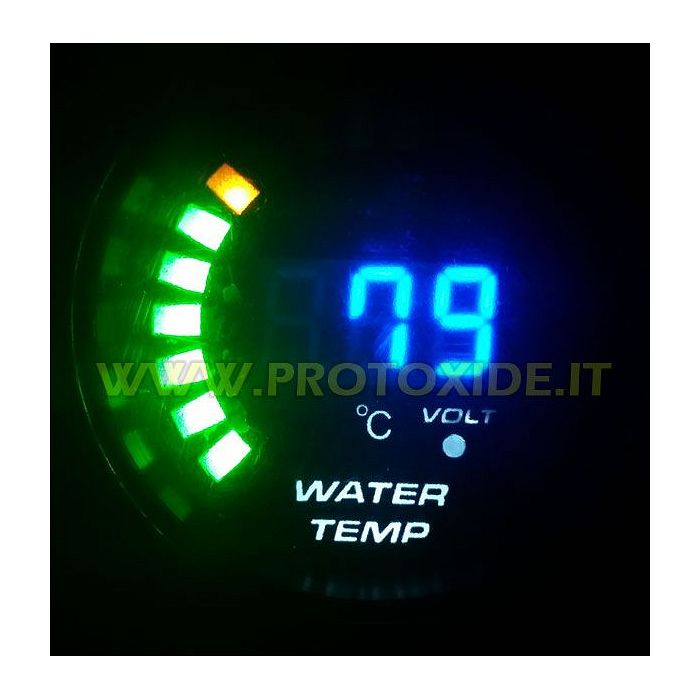 Medidor de temperatura da água e voltímetro DigiLed 52 milímetros Medidores de temperatura