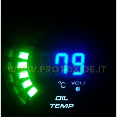 Medidor de temperatura de aceite y voltímetro DigiLed Manómetro redondo de 52 mm 52 mm Round Instruments