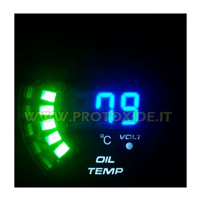 Compteur de température d'huile et voltmètre DigiLed, manomètre rond de 52mm, Instruments ronds de 52mm