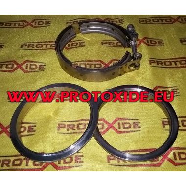 Kit fascetta vband con flange anelli V-band 114mm per marmitta scarico con anelli maschio - femmina collare inox Fascette e a...