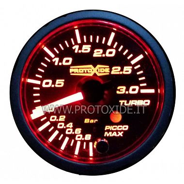 Indicador de presión turbo -1 + 3 bar con memoria pico y alarma de 60 mm Manómetros Turbo, Gasolina, Aceite