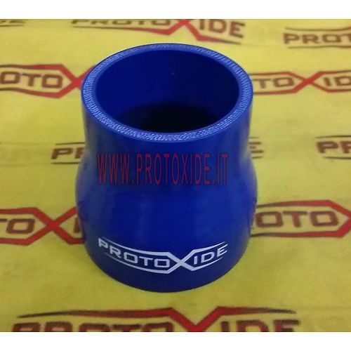 Tubo recto reducido en silicona azul 76-60 mm en el interior, 10 cm Fundas de silicona rectas reducidos