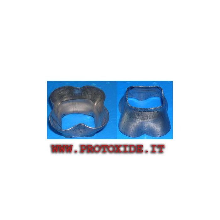 Innesto fazzoletto collettore scarico 4 in 1 acciaio inox scatola cono CORTA 4-1 Flange per Turbo, Downpipe e Wastegate