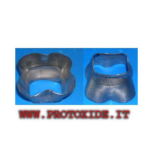 4-1 Innesto collettore di scarico 4 in 1 acciaio inox scatola cono CORTA Flange per Turbo, Downpipe e Wastegate