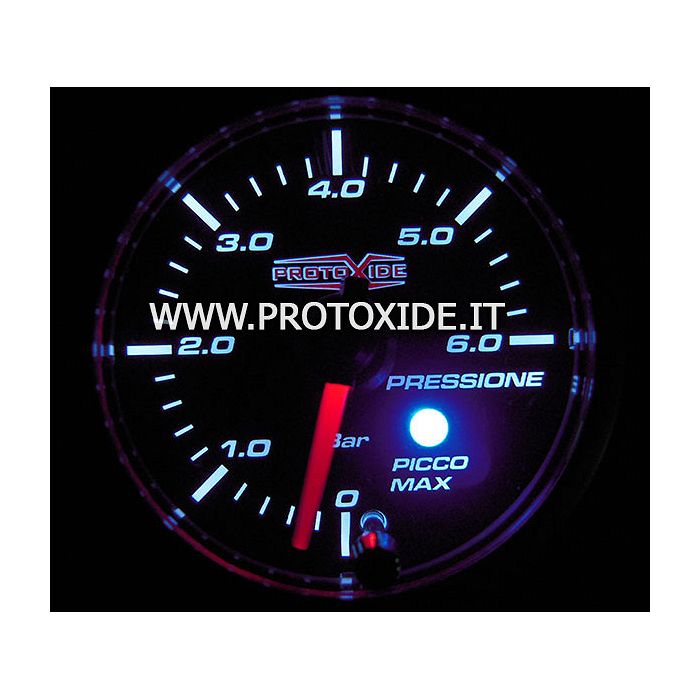 Manômetro de pressão de gasolina e óleo 2 em 1 com memória e pico de 0 a 6 bar, 52 mm, medidores de pressão de turbo, gasolina