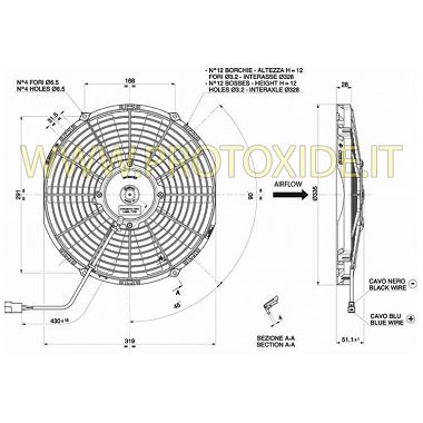 Aumento do ventilador para o radiador de água Sierra Cosworth 305mm Fãs