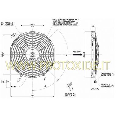 Povečan ventilator za vodni radiator premera 290 mm ventilatorji