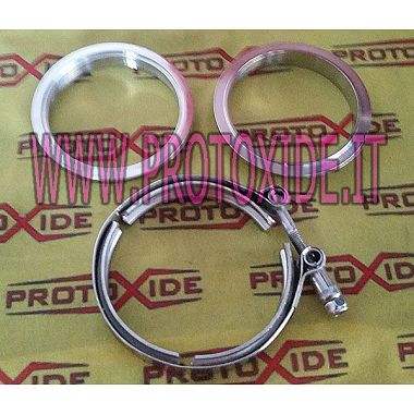 Kit de collarín Vband con 2 anillos de brida V-band 89 - 90mm para silenciador de escape con anillos macho - hembra ET Corbat...