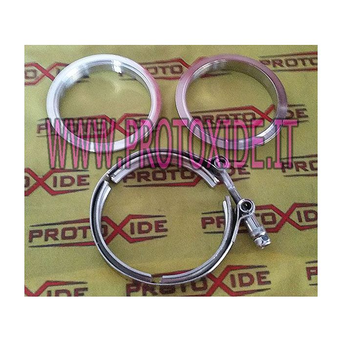 Vband collar kit with 2 flange rings V-band 89 - 90mm for exhaust muffler with male - female rings ET Ties and V-Band rings