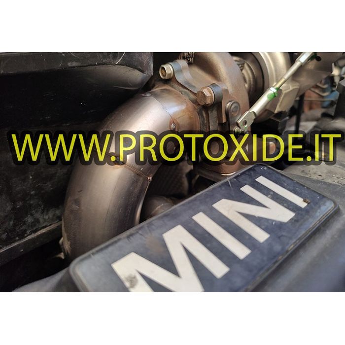 Downpipe scarico Mini cooper R53 trasformato turbo GT28 - TD04 con collettore scarico alto ProtoXide Downpipe motori turbo a ...