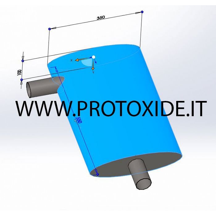 Silenziatore realizzato su misura in acciaio inox ovale ingresso-uscita 90 GRADI Marmitte e terminali di scarico