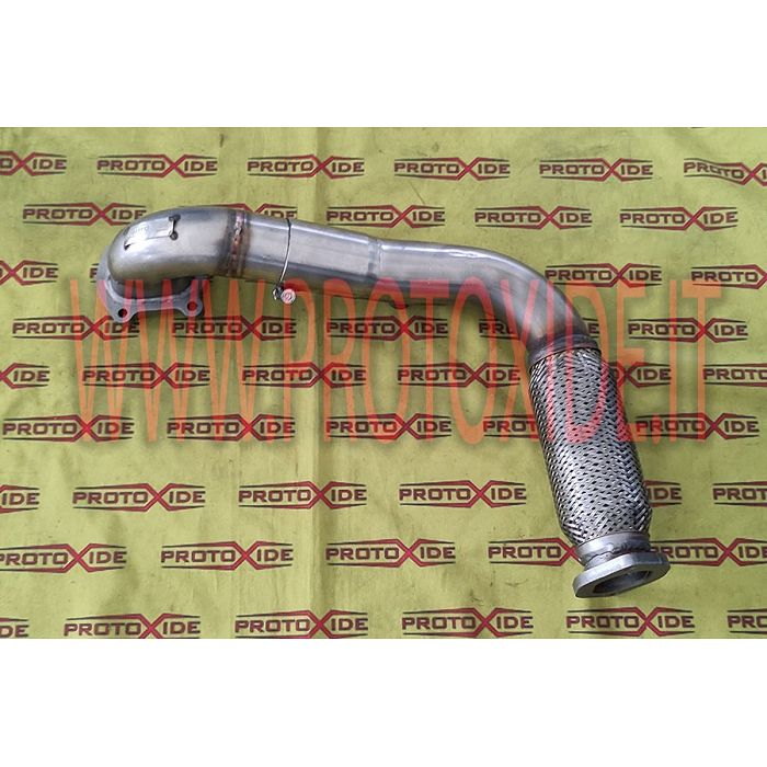 Downpipe scarico maggiorato in acciaio con flessibile Fiat Punto GT turbocompressori Mitsubishi TD04 Downpipe motori turbo a ...