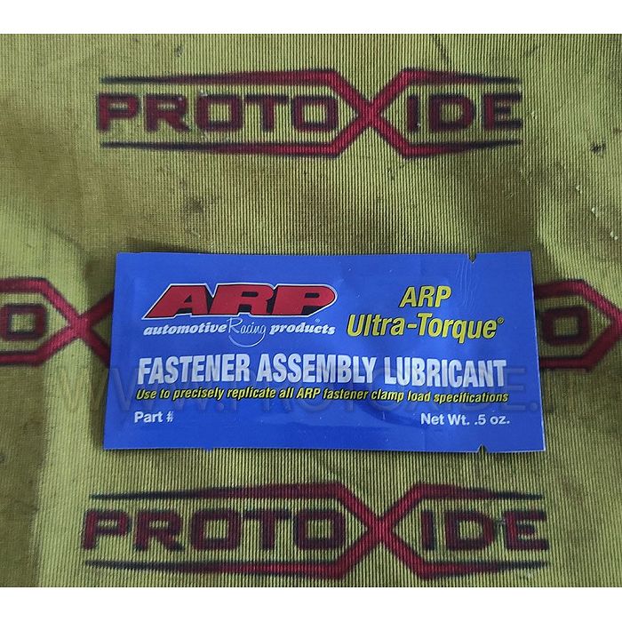 Envelope of ARP anti-seize, anti-friction engine lubricant. Specific equipment