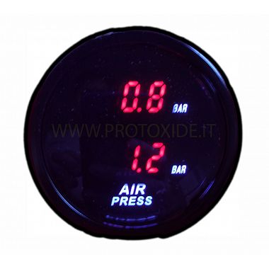 Double display turbo pressure gauge with 2 round boost sensors 52mm Turbo, Petrol, Oil pressure gauges