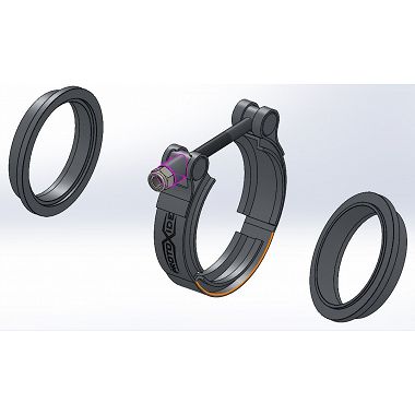 copy of Vband collar clamp kit with 70mm V-band ring flanges for muffler with male - female WUT rings Ties and V-Band rings