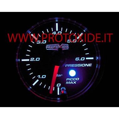 Turbomanometer met geheugen tot 6 bar rond 52 mm Turbo-, benzine-, oliedrukmeters